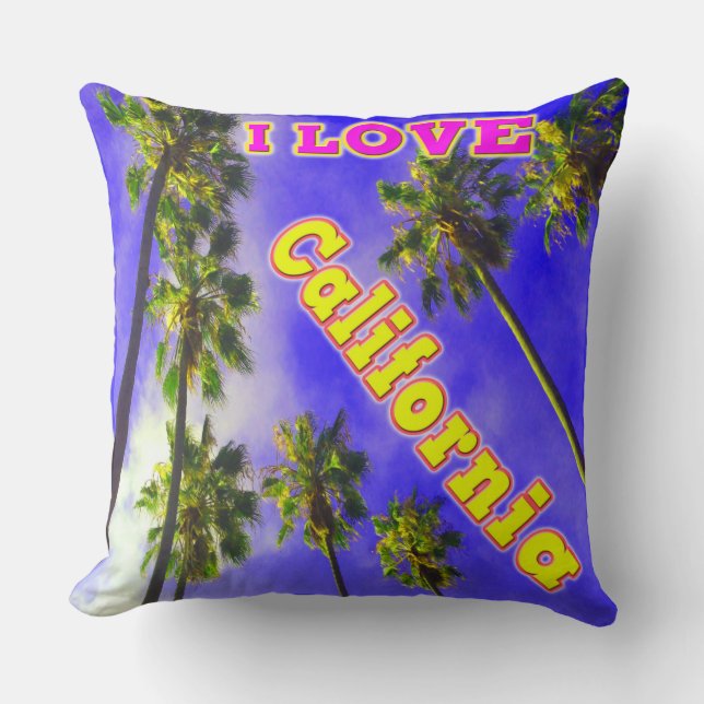 "Palm Sky : I LOVE California 1" Coussin (Recto)