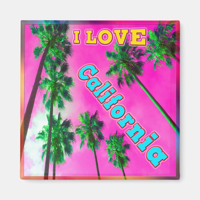 "Palm Sky : I LOVE California 3" Magnet (Devant)