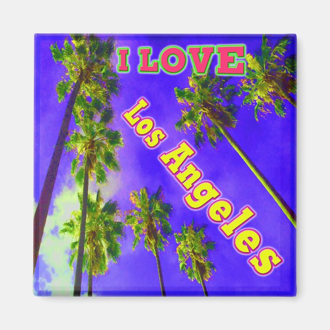 "Palm Sky : J'AIME Los Angeles 1" Magnet (Devant)
