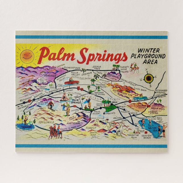 Palm Springs Carte Rétro Jigsaw Puzzle (Horizontal)
