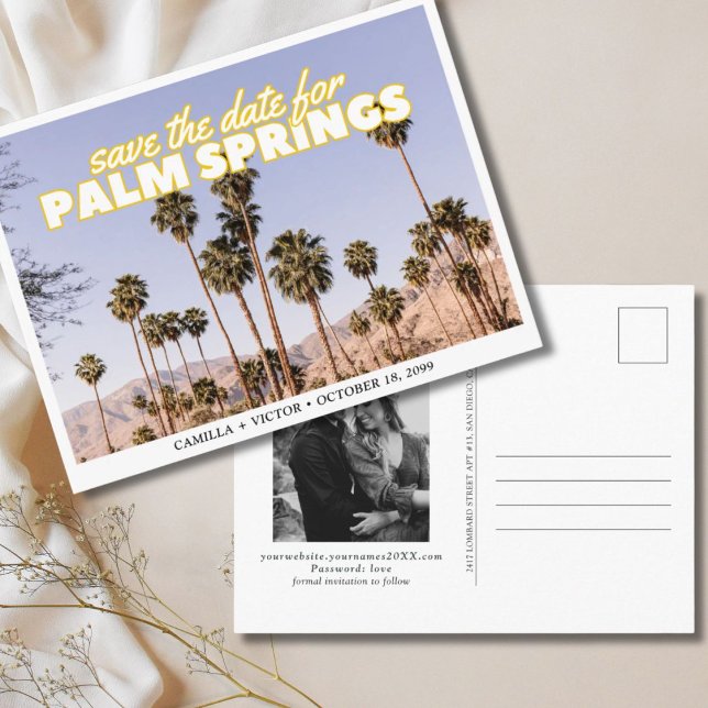 Palm Springs Wedding Enregistrer la date Carte pos (Palm Springs Wedding Save the Date Postcard
)