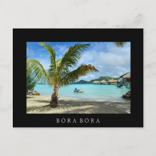 Palm tree and overwater resort carte postale noire