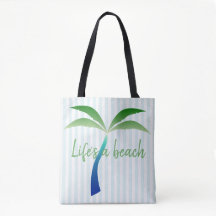Palm Tree and Stripes Beach Sac fourre-tout
