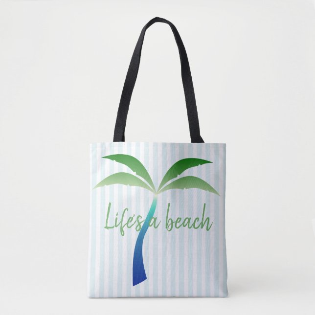 Palm Tree and Stripes Beach Sac fourre-tout (Devant)