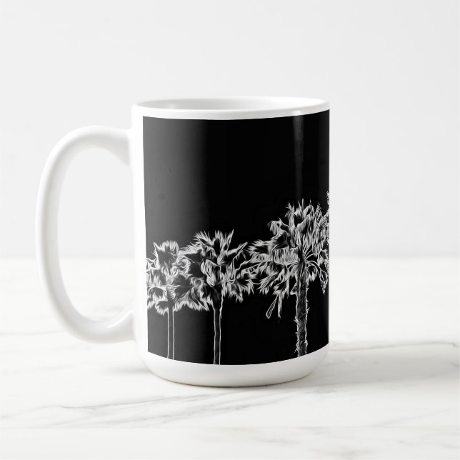 Palm Tree Art Black and White Cup Mug (Gauche)