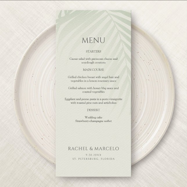 Palm Tree Beach Coastal Mariage Menu (Créateur téléchargé)