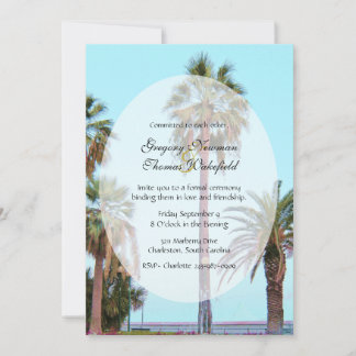 Palm Tree Beach Engagement Cérémonie Invitation