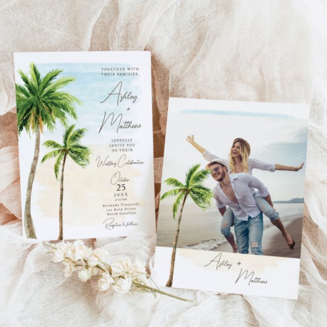 Palm Tree Beach Mariage Invitation (Créateur téléchargé)