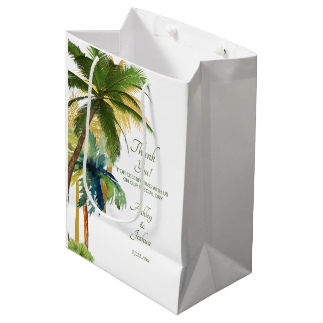 Palm Tree Beach Mariage moyen sac cadeau (Devant Angle)