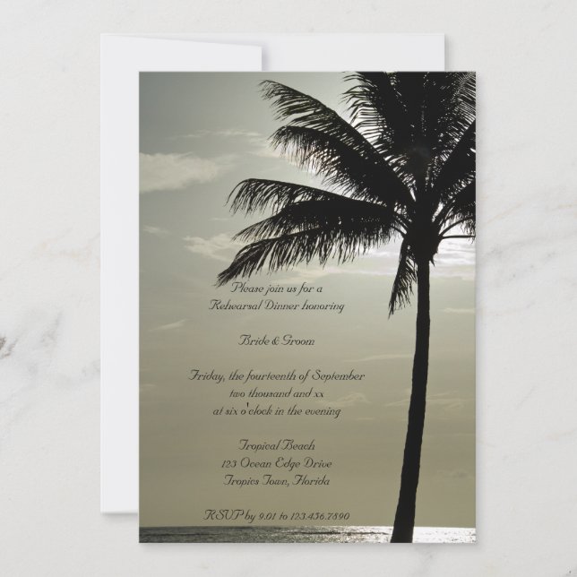 Palm Tree Beach - Répétition de mariage Invitation (Devant)