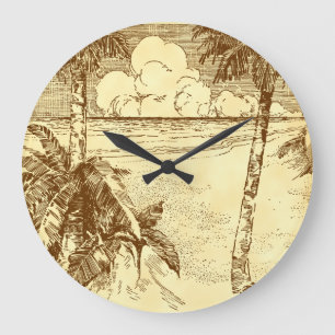 Palm Tree Beach Tropical Horloge Pas De Chiffres