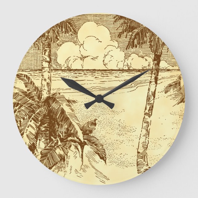 Palm Tree Beach Tropical Horloge Pas De Chiffres (Recto)