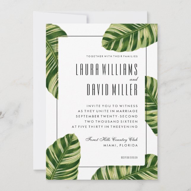 Palm Tree Beach Tropical Invitation de mariage (Devant)