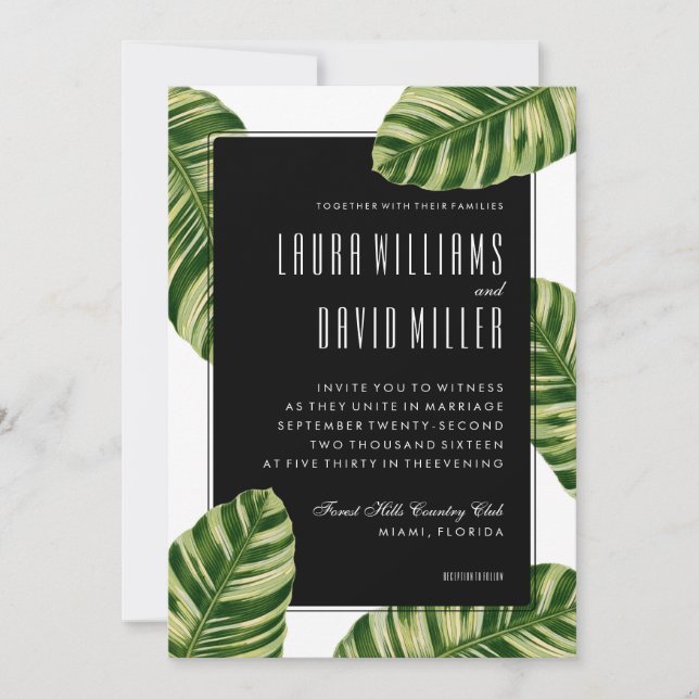 Palm Tree Beach Tropical Invitation de mariage (Devant)