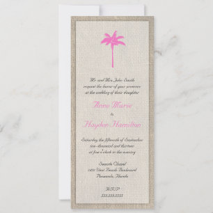 Palm Tree & Burlap Faire-part de mariage - rose