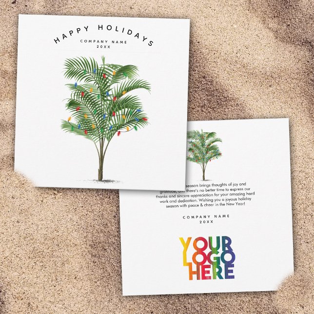 Palm Tree Business Logo Carte de Noël (Palm Tree Holiday Business Logo Christmas Card)