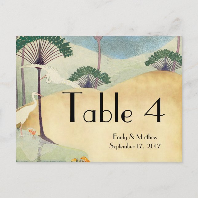 Palm Tree & Crane Destination Mariage Invitations (Devant)