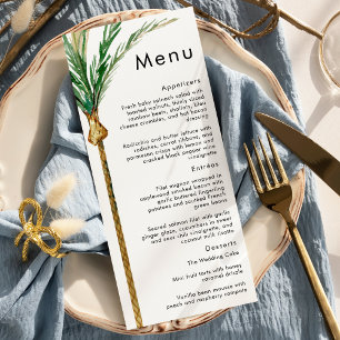 Palm Tree Destination Wedding Menu Plat