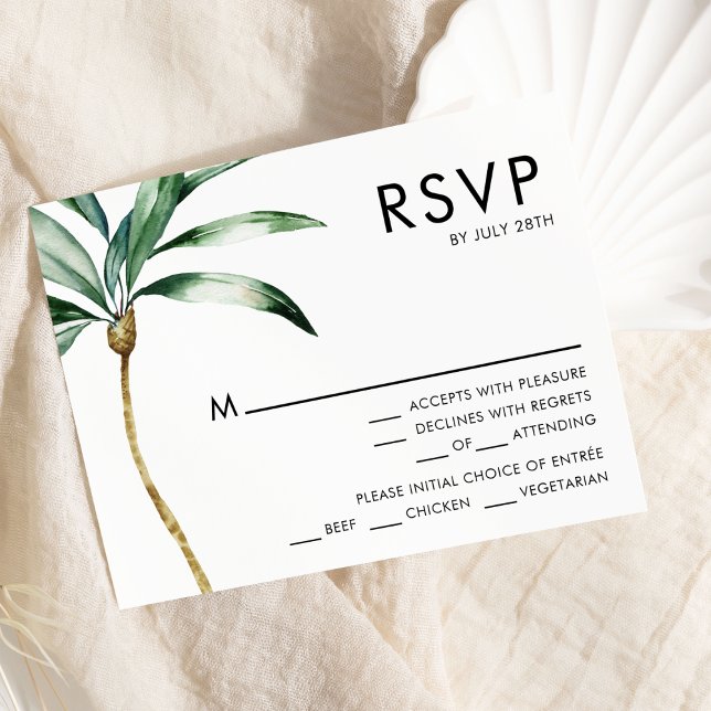 Palm Tree Destination Wedding Menu RSVP (Créateur téléchargé)