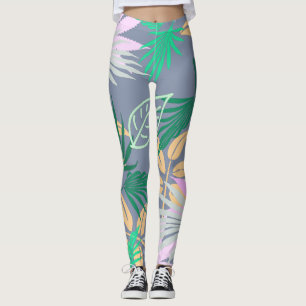 Palm Tree Feuilles Tropical Motif Leggings