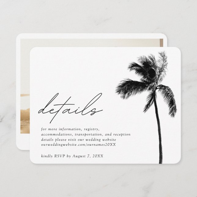 Palm Tree Mariage Détails Carte de boîtier (Devant / Derrière)