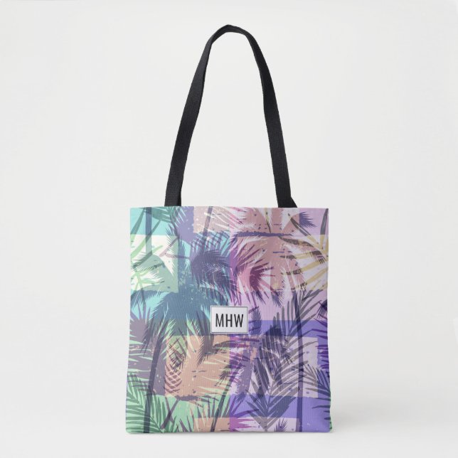 Palm Tree Motif sacs monogrammes personnalisés (Devant)