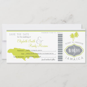 Palm Tree Save the Date Boarding Pass Jamaïque