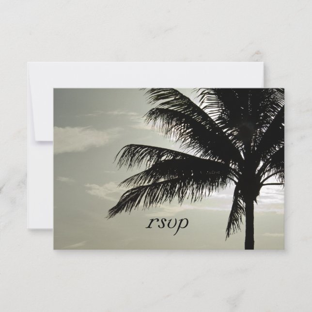 Palm Tree Silhouette Beach Mariage RSVP Réponse (Devant)