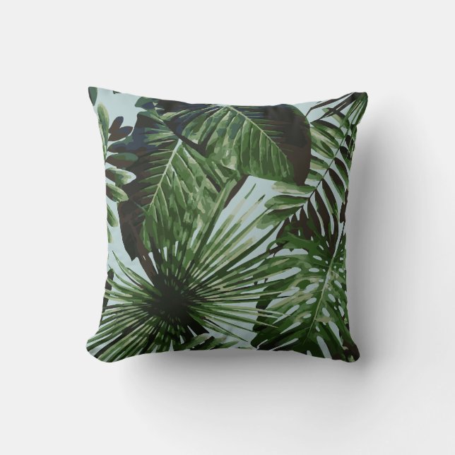 Palm Tree Tropical Coussin Bleu (Recto)
