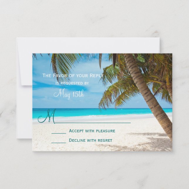 Palm Trees Beach Destination Wedding Cartes RSVP (Devant)