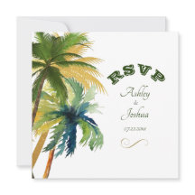 Palm Trees Beach Wedding Carte RSVP