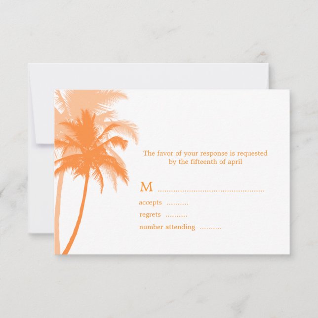 Palm Trees Beach Wedding Cartes de Réponse (Devant)