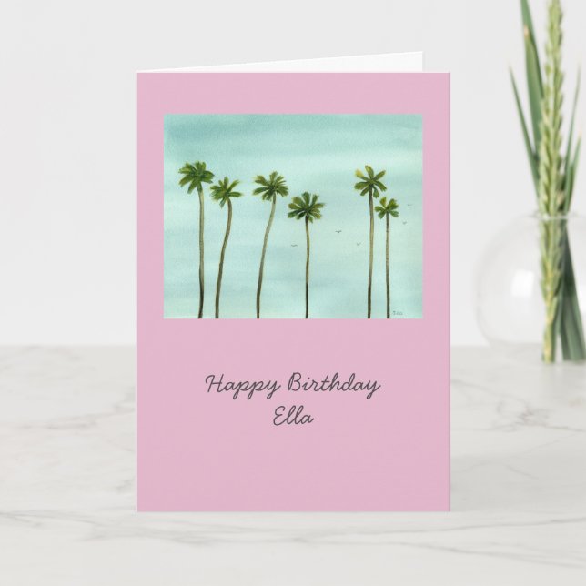 Palm Trees personnalisable carte d'anniversaire en (Devant)
