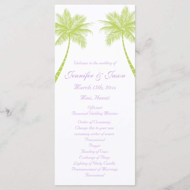 Palm Trees Plage tropicale Programmes de mariage (Devant)