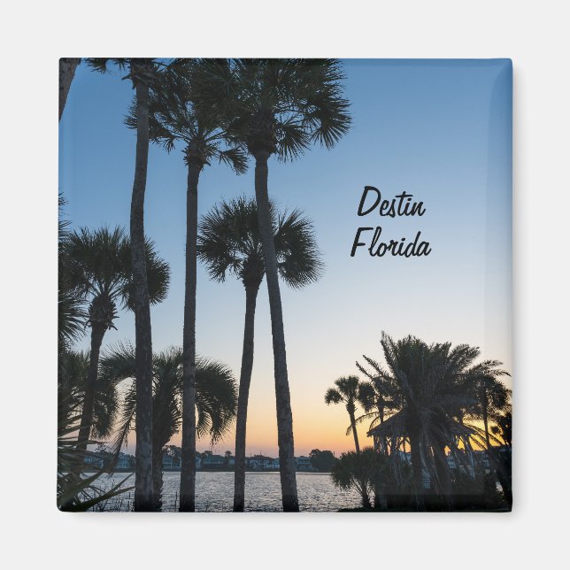 Palm Trees Sunrise Destin Floride Carré Magnet (Devant)
