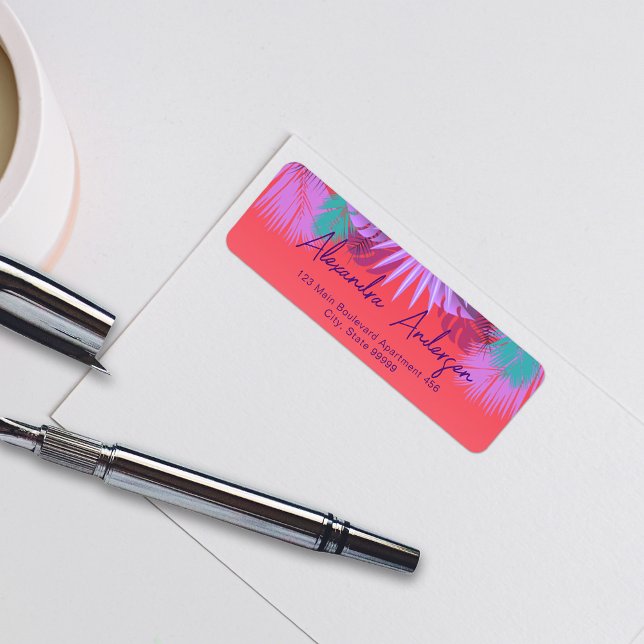 Palm Tropical Exotique Feuille élégant Étiquette d (Créateur téléchargé)