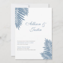 Palme bleue Faire-part de mariage 5 X 7