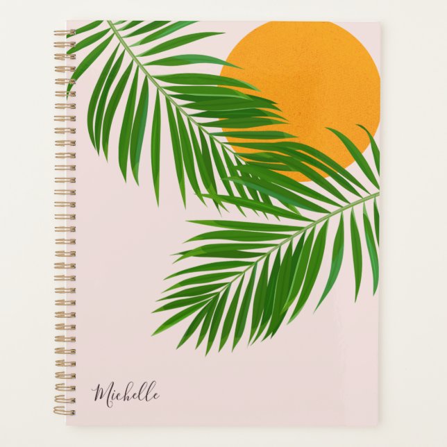 Palme de coucher de soleil tropicale rétro Feuille (Devant)