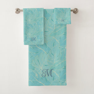 Palme tropicale bleu clair motif feuille