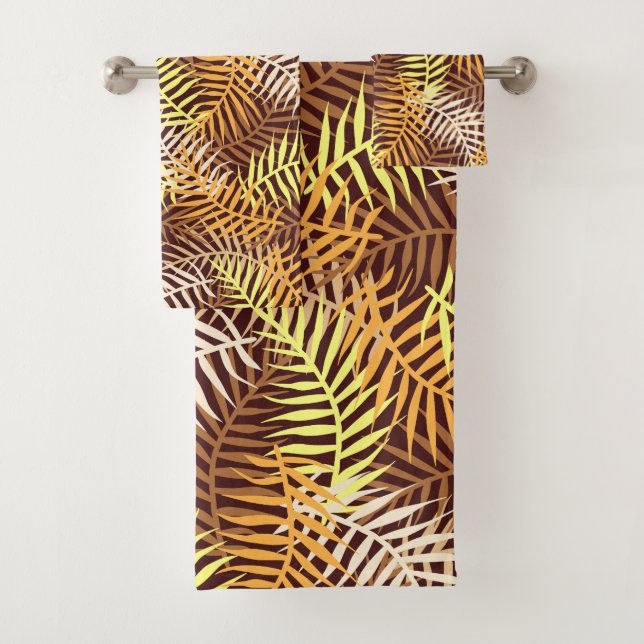 Palme tropicale Feuille Motif Brown Ferne jaune (En situation)