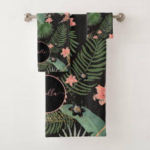 Palme tropicale Feuille rose Floral Monogramme noi