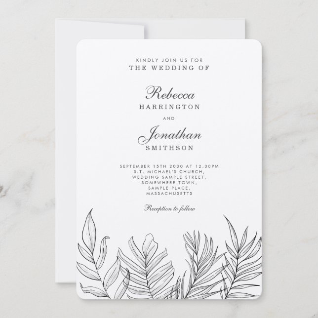 Palme tropicale Feuille Vintage Mariage Invitation (Devant)