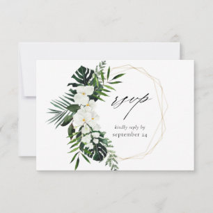 Palme tropicale & Flore blanche avec carte RSVP Re