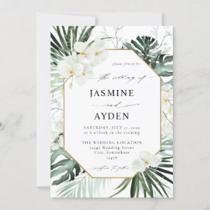 Palme tropicale & Invitation florale blanche