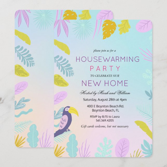 Palme tropicale Macaw Oiseau Ménage Invitation (Devant / Derrière)
