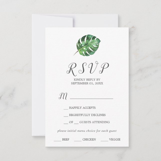 Palme tropicale sauvage Menu Choix Carte RSVP (Devant)
