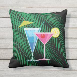 Palmettes tropicales et coussin extérieur de