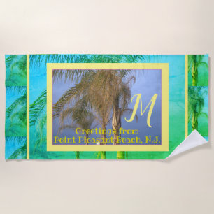 Palmier à monogramme N.J. Serviette de plage