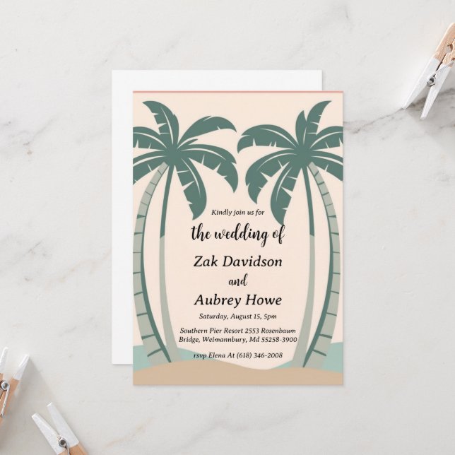 palmier boho beach invitations de mariage (Devant/Arrière en situation)