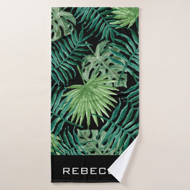 Palmier botanique tropical moderne Feuille Beach T (Serviette de bain)